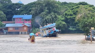 เรือลากจูงผ่านสามแยกน้ำวนวัดพนัญเชิง 28/08/2022 SET.3 •เรือพวงนี้เสียงเครื่องมันมากกกก!!•