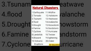 Natural Disasters Names