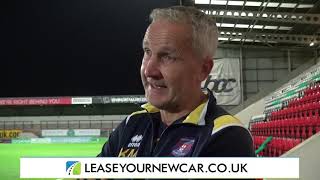 Keith Millen with his reaction to the Morecambe away win