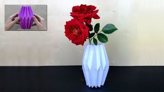 How To Make A Paper Flower Vase Diy Easy And Simple Way Paper Craft Design Room Decoration