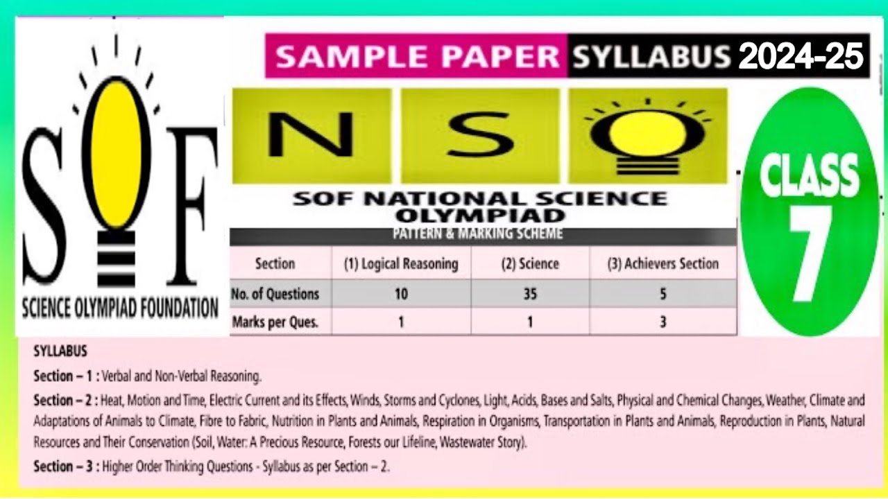 NSO Class 7 Solved Sample Paper 2023-24 |Science Olympiad Sample Paper ...