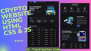 Create a Responsive Crypto Website using HTML CSS JavaScript with Source Code | Trend Section
