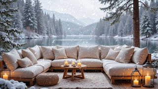 Relaxing Morning Winter Ambience by the Lake ❄️Snowy Day with Gentle Piano Music for Relaxation