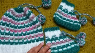 (P-3)3 year baby sweater set/(cap/socks)आसान तरीका #handknitting #sweaterbunai #colorfulsweater