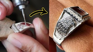 handcrafting silver ring - how to make men's ring with primitive tools