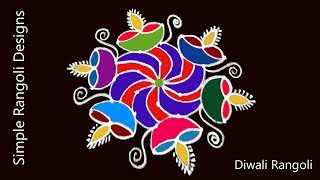 Latest colourful diyas 7 4 dots designs Simple | Kolam Muggulu Beautiful Diwali Rangoli Patterns