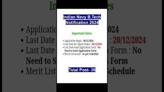 Indian Navy B.Tech Notification 2024#Navy B.Tech Entry July 2025 #applyonline