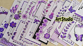 50 PURPLE BORDER DESIGNS/PROJECT WORK DESIGNS/A4 SHEET/FILE/FRONT PAGE DESIGN FOR SCHOOL PROJECTS