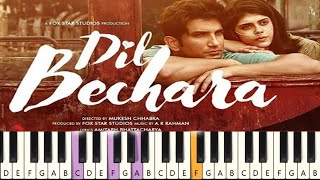 DIL BECHARA - TITLE TRACK | PIANO TUTORIAL (Free MIDI)| Sushant Singh Rajput | Keyboard Cover