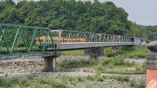 富山地方鉄道　上滝線不二越・南富山・上滝経由岩峅寺行　10030形大川寺橋梁通過シーン