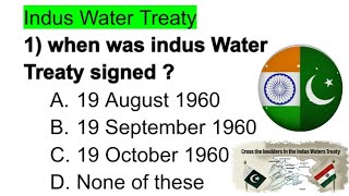 Indus Water Treaty | JKP Constable | MCQs | PYQs | Important Questions for JKp Constable | jkssb