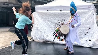 Freestyle Dancing to the Dhol Beat of Ustaad Ravi Kumar Ji @ Vancouver's Robson Square