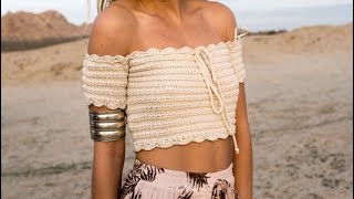 Hermoso Crop Top Tejido A Crochet Ganchillo