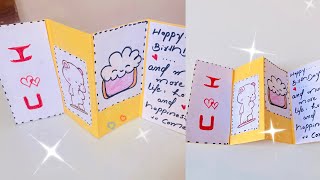 Handmade cute greeting card idea | easy and cute birthday card idea 🌈