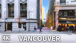 【4K】Downtown Vancouver Walk on weekend afternoon, from Yaletown to Waterfront (Binaural City Sounds)