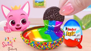 💕ASMR Kinder Chocolate Party💕Beautiful Miniature Rainbow Kinder Joy Chocolate Cake With Pink Fong💕