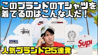 【偏見】このブランドのTシャツを着てるのはこんな人だ！【人気ブランド25連発】【夏コーデ】【偏見シリーズ】【着こなしあるある】【シュプリーム】【ステューシー】【パタゴニア】【ノースフェイス】