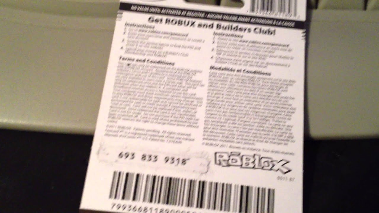 Roblox Gift Card Example