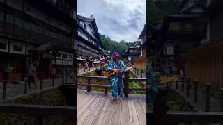 Fingerstyle guitar at Ginzan Onsen hot spring model of Ghibli Spirited Away 銀山温泉 ジブリ千と千尋 #千と千尋の神隠し