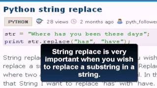 PYTHON Tutorial : Python string replace