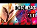 KAYLE vs YONE (TOP) | 10k comeback, 47k DMG, Godlike | TR Diamond | 14.11