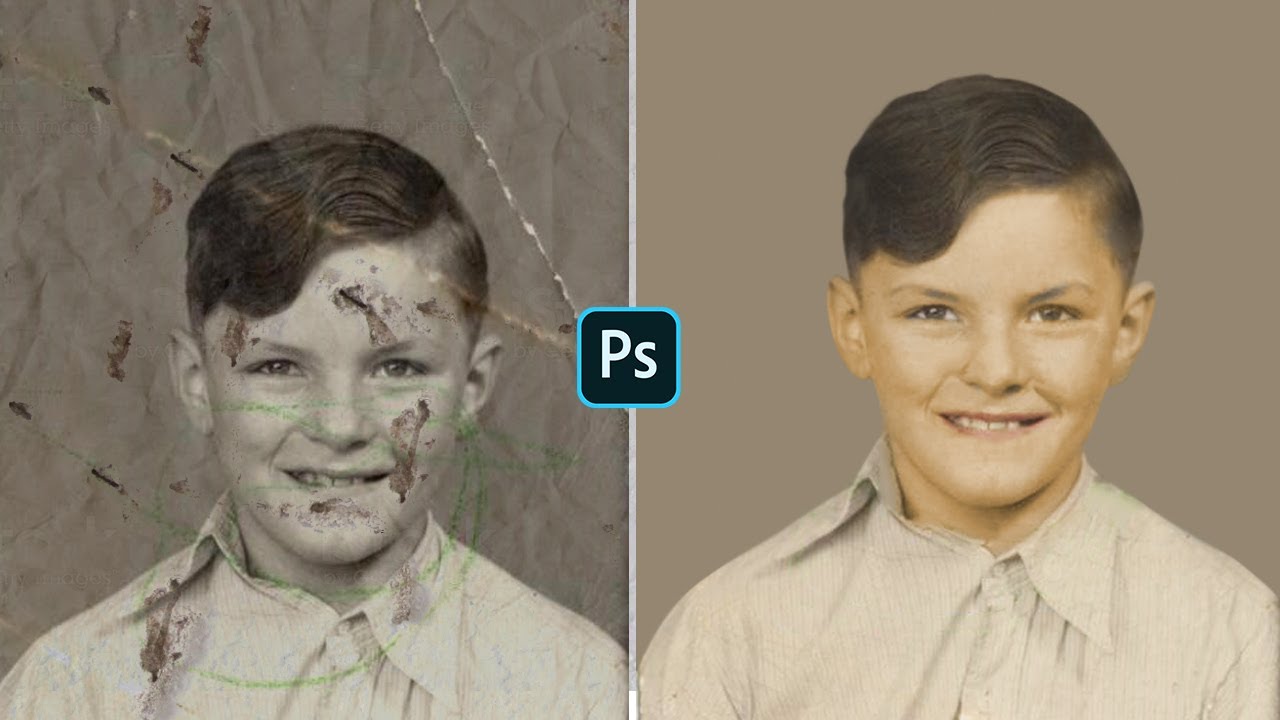 Damage Photo Repair In Photoshop Old Photo Restore And Color Change ...