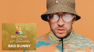 Bad Bunny Talks Backstage At The 63rd GRAMMY Awards