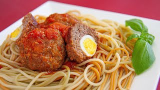 Sensational Stuffed Meatballs with Tomato Sauce 🍅! 🍽️ Very Easy and Delicious! #meatballs