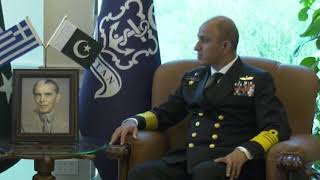 Chief of the Naval Staff exchanging views with Ambassador of Greece, at Naval Headquarters Islamabad
