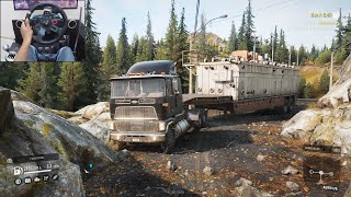 Transporting an oversized construction trailer - SnowRunner | Logitech g29 gameplay