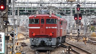 配8127レ　AT出場配給EF81 81[尾]+ED75 758[仙]大宮駅出発シーン