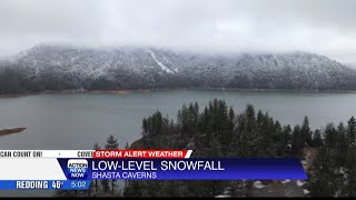 Snow sticks in Shasta Lake City, Lakehead communities after winter storm overnight