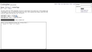 Coding Bat - Java String Tutorial makeTags