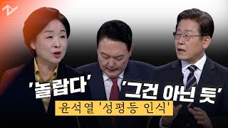 “페미니즘이 뭐냐” 윤석열에게 쏟아진 ‘성평등 인식’ 질문