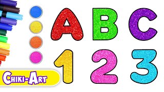 Chiki Art | How to Draw ABC | How to Draw Numbers | Glitter ABC Drawing