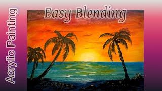 How to Paint a Sunset Easy Acrylics