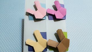 VERY EASY (´ε｀ )♡ DIY ORIGAMI BOOKMARK (3) ! 簡單折紙書籤 (3) 🐰 #折り紙 #折纸 #종이접기 #สอนพับกระดาษ #摺紙 #origami