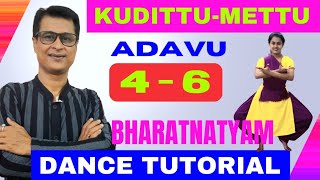 Ha Tei Hi Adavu In Bharatanatyam Dance | kudittu Mittu Adavu 4 - 6 | Bharatnatyam Dance Tutorials