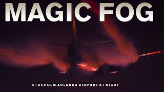 Arlanda Airport at night - magic fog!