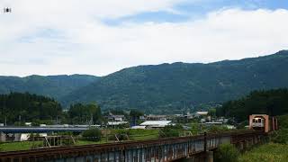 【4k】2018/8/19(Sun)　山形鉄道フラワー長井線　最上川橋梁　212D