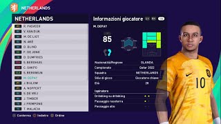 Netherlands Holland #fifa #worldcup2022 #efootball2023 PES 2021 #ps4 #ps5 #pc Patch Option File