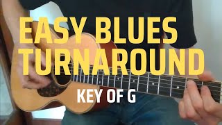 Learn an acoustic blues turnaround (G) | Easy 12 bar blues guitar tutorial