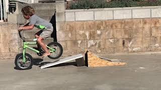 5yo homemade barefoot bike jumping