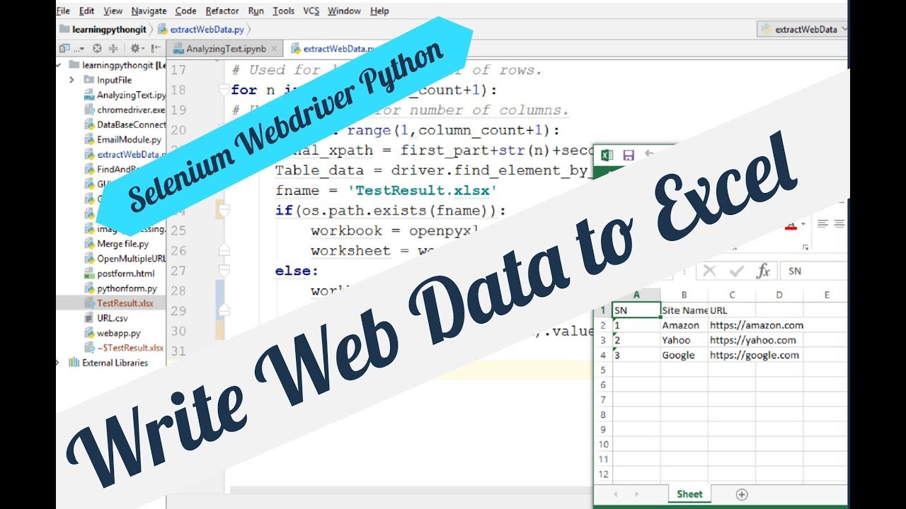 Web Scraping And Data Export To Excel Using Selenium And Python Youtube