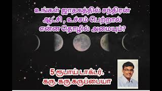 உங்கள் ஜாதகத்தில் சந்திரன் ஆட்சி,உச்சம் பெற்றால் என்ன தொழில் அமையும்? ஐந்து ரூபாய் டாக்டர்.