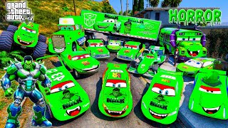 GTA 5 - Stealing TRANSFORMER HULK MCQUEEN CARS with Franklin! (Real Life Cars #83)