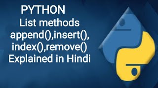 List in python, its methods Explained in Hindi #python #pythonprogramming #pythontutorial