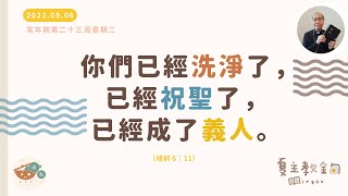 夏主教金句INBOX：9月6日常年期二十三周星期二【你們已經洗淨了，祝聖了，成了義人】(格前 6：11）