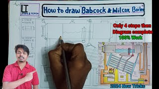 How to draw Babcock and Wilcox boiler Diagram|| 2024 New Tricks|| Easy draw