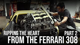 Ripping the Heart from the Ferrari 308 GTBi - Part 2 - The Heavy Old Motor is Out! - Ep. 4